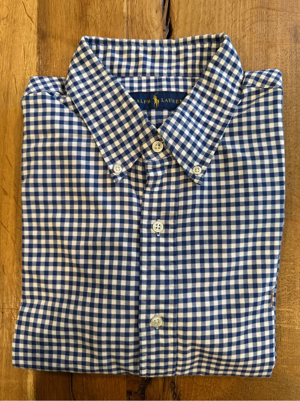 Ralph Lauren Navy and White Gingham Button-Down Shirt